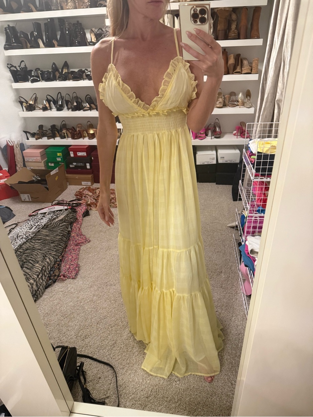 Vici Yellow Ruffle Trim Maxi Dress - Picture 2 of 11